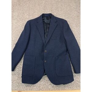Proper Cloth Sport Coat  Herringbone Textured– Di Pray Navy Leno Weave Wool 42R